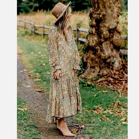 REVOLVE Free People Dress Feeling Groovy Floral Print Black Maxi Dress S • NEW - Picture 8 of 16